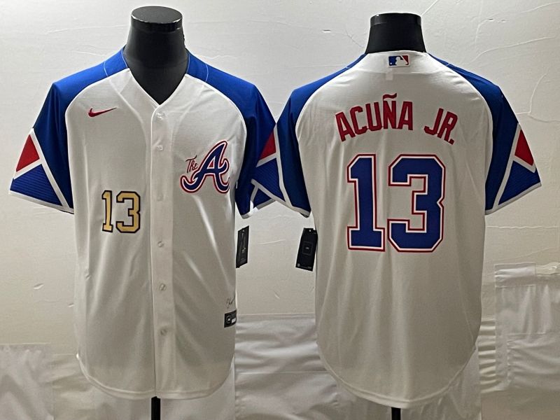 Men Atlanta Braves #13 Acuna jr White City Edition 2024 Nike MLB Jersey style 2->atlanta braves->MLB Jersey